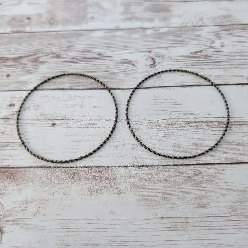 Vintage Bracelet Set of 2 Bronzey Brown Twist Design Bangles